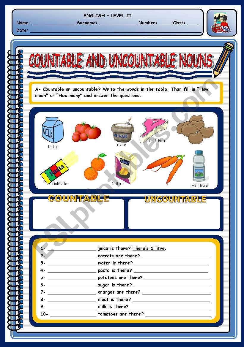 COUNTABLE AND UNCOUNTABLE NOUNS - 2