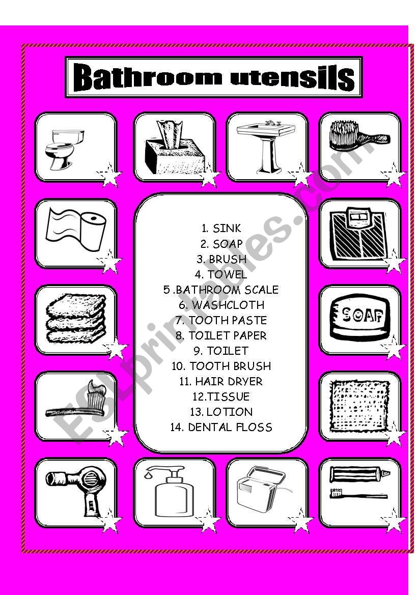 BATHROOM UTENSILS worksheet