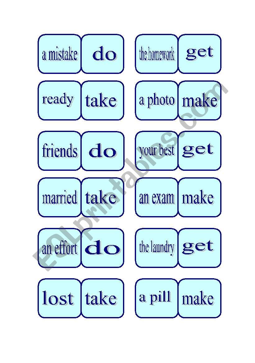 Collocations domino - 2 pages worksheet
