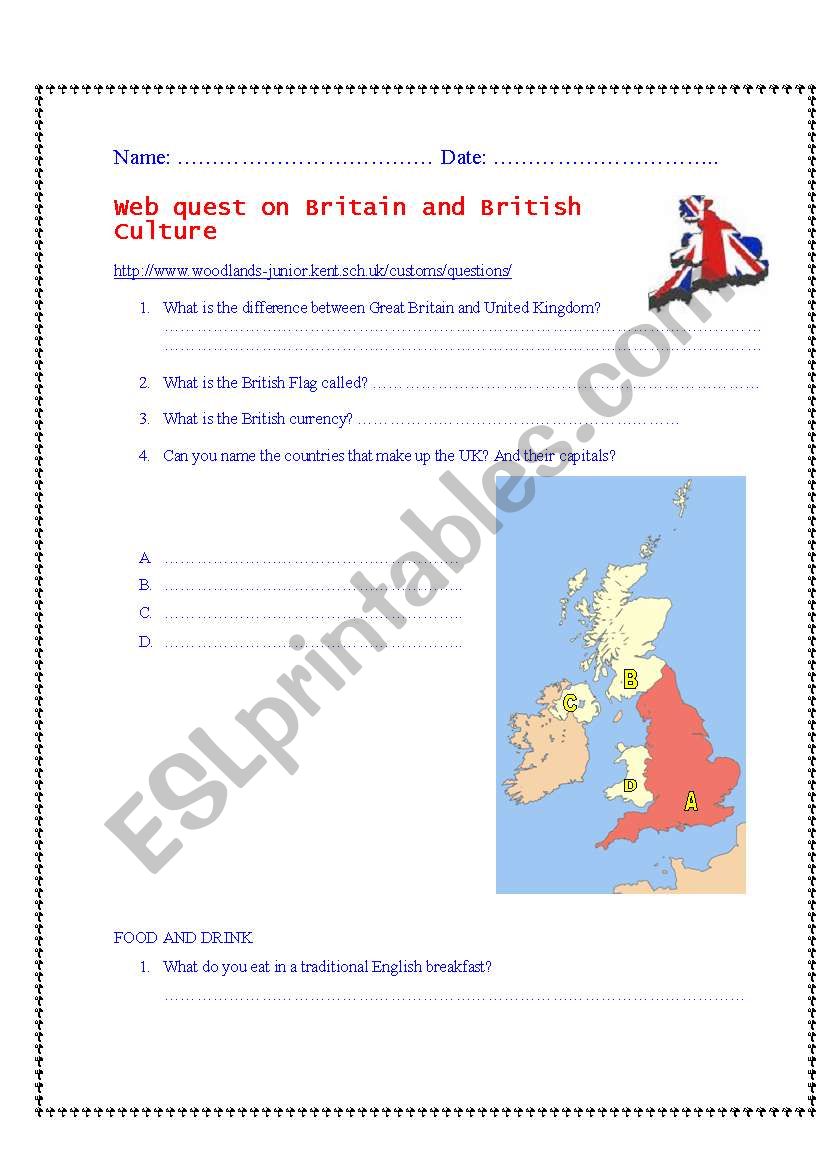 WEB QUEST ON BRITAIN AND THE BRITISH CULTURE