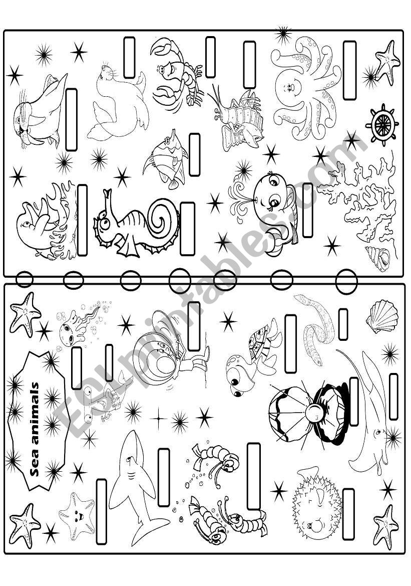 sea animals pictionary worksheet