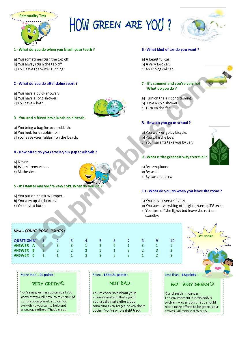 How green are you ? worksheet