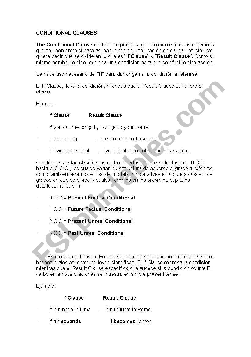CONDITIONALS worksheet