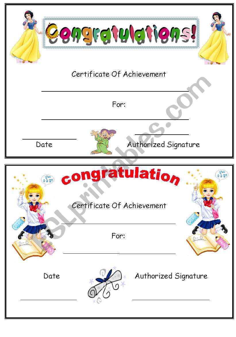 certificate worksheet