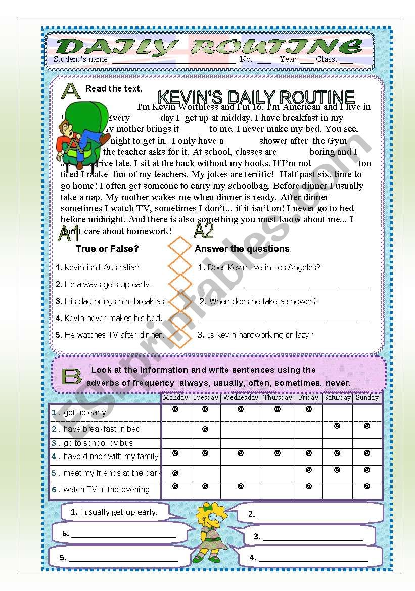 DAILY ROUTINE worksheet