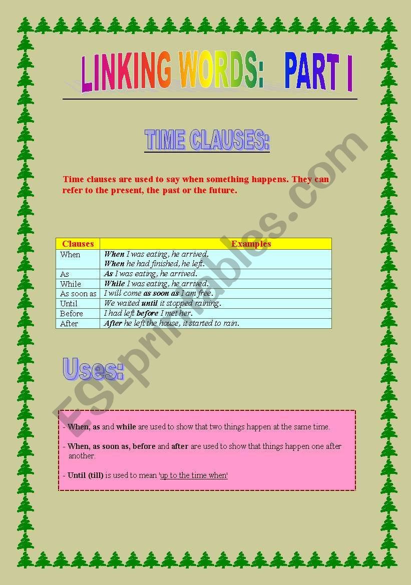 Linking words part 1: Time clauses and contrast clauses