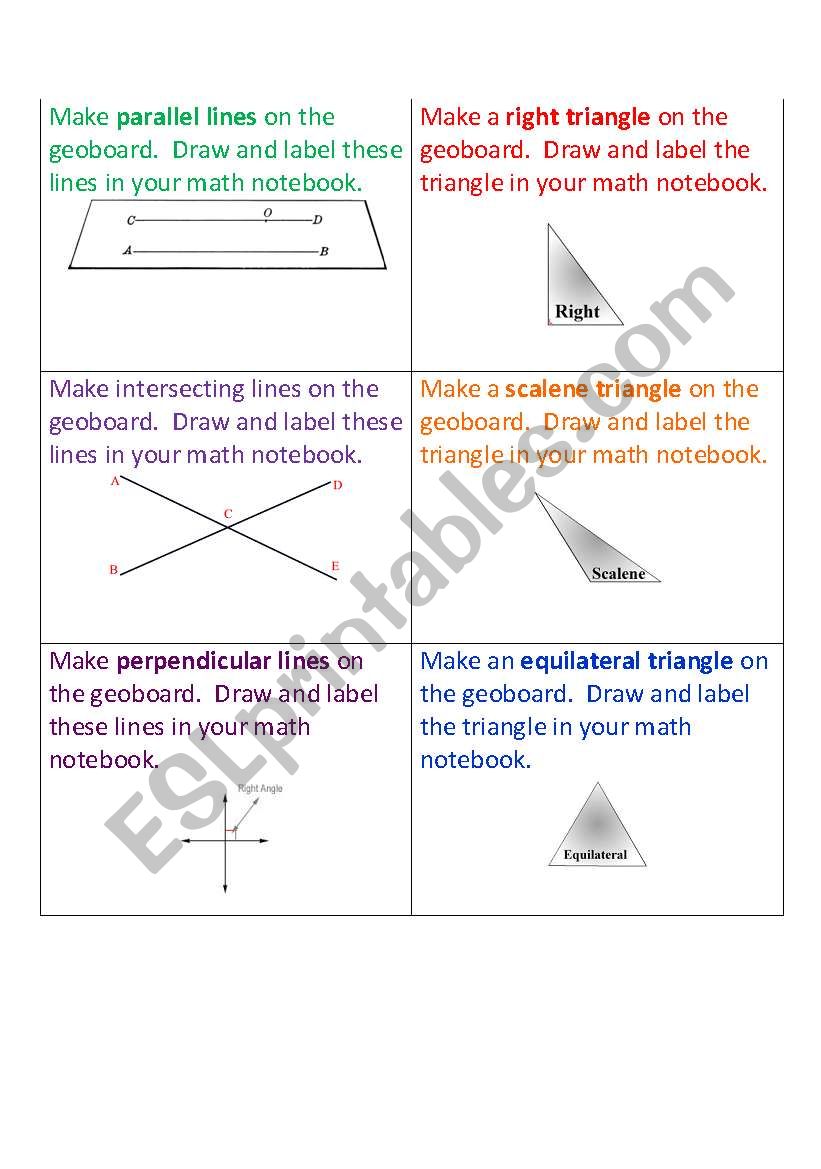 Geoboard Task Cards worksheet