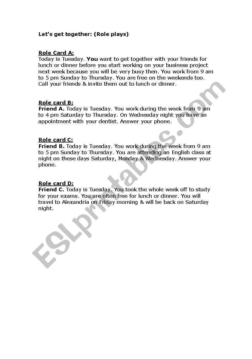 Lets get together worksheet