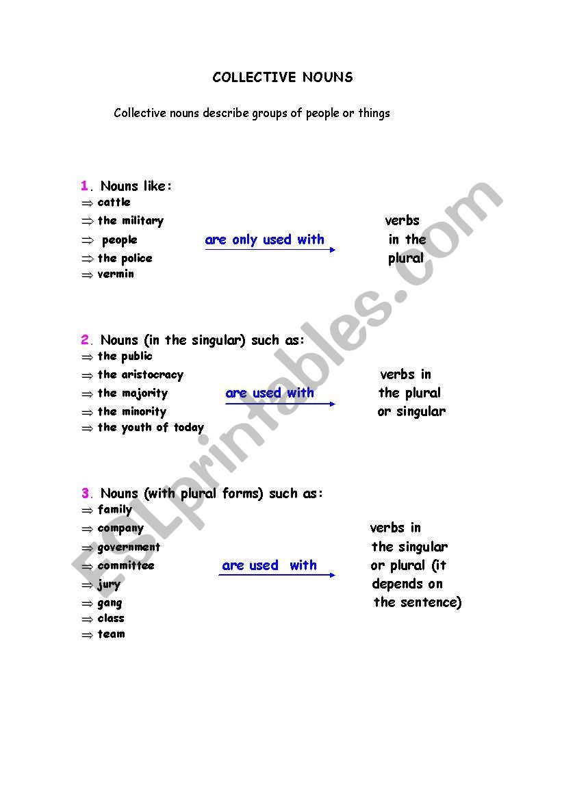 collective nouns worksheet