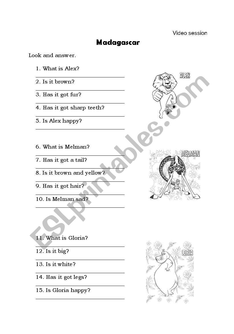 Madagascar-Video session worksheet