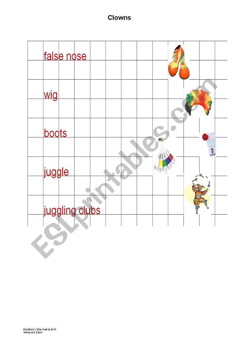 Clowns worksheet