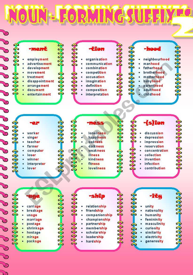 Suffixes 2 worksheet