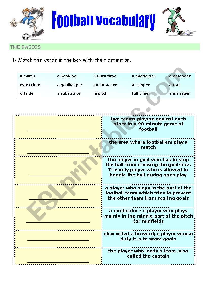 Football Vocabulary (To complement FIFA World Cup ws)