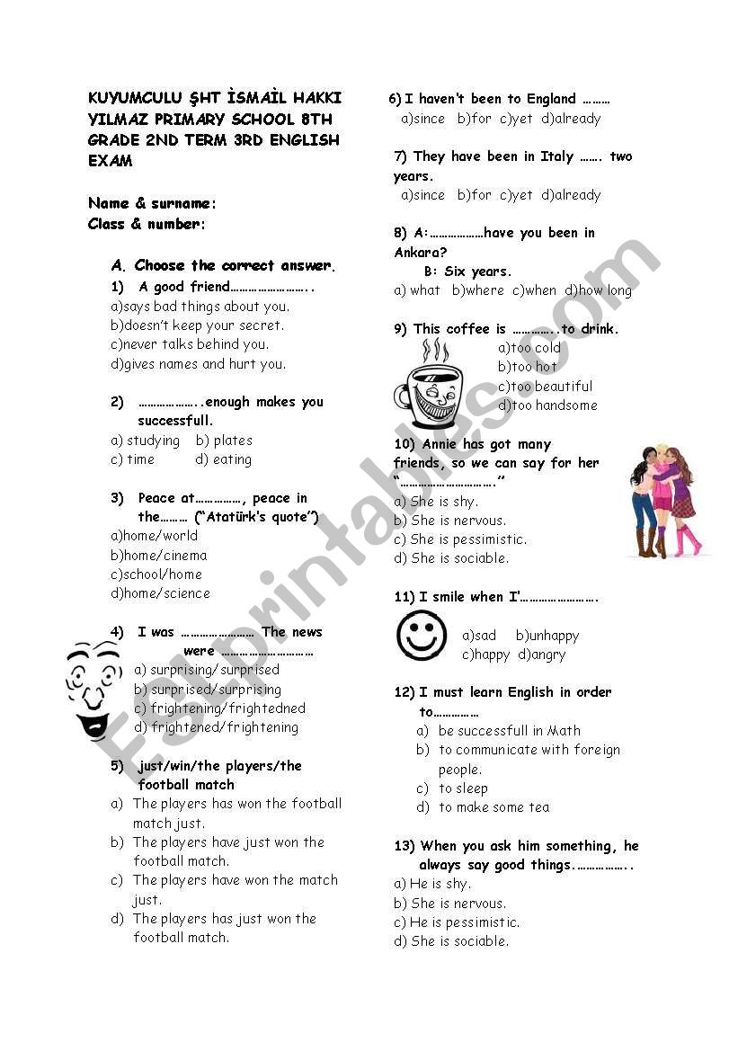 my English 8 th grade 3rd exam 