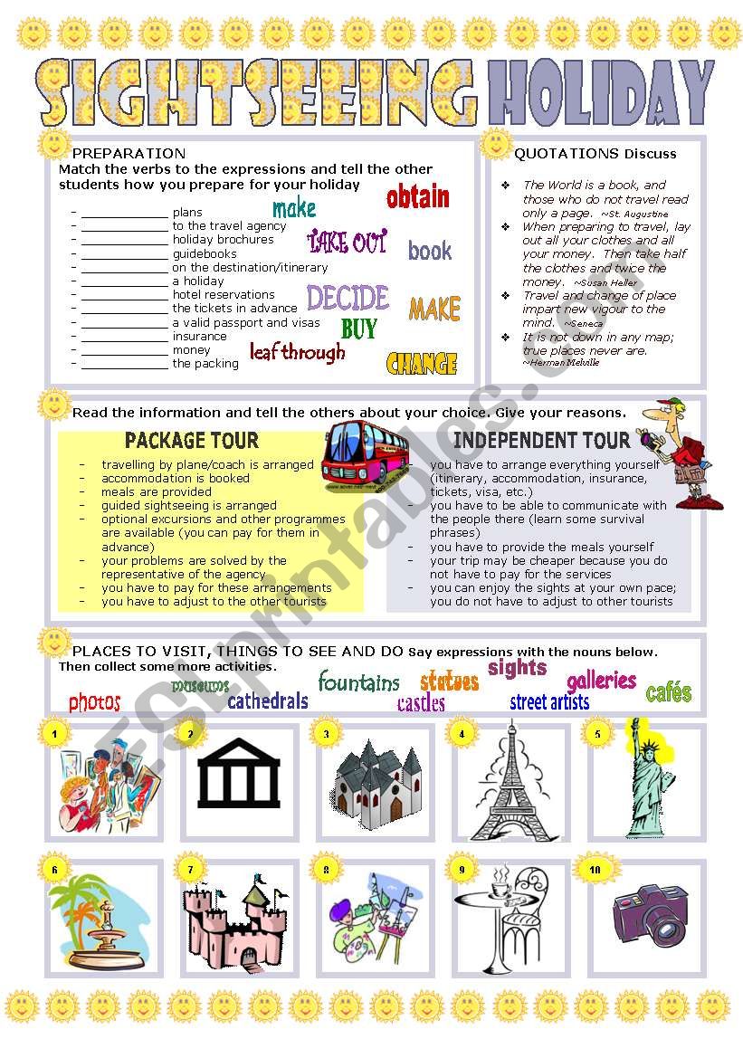 SIGHTSEEING HOLIDAY worksheet