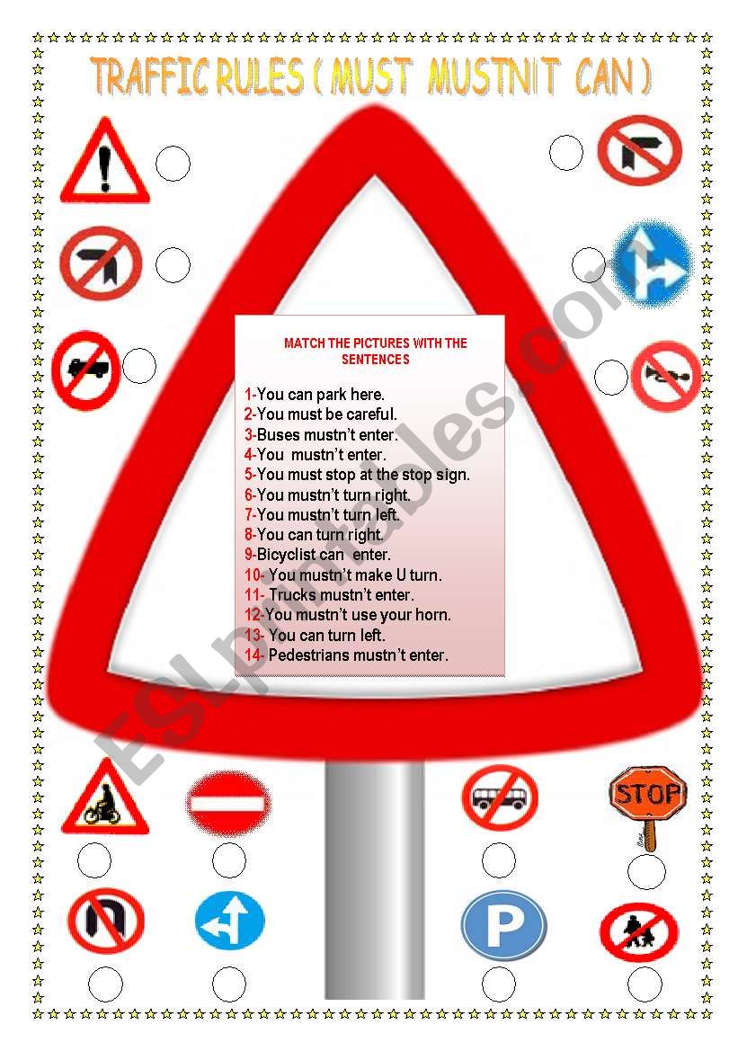 traffic rules worksheet