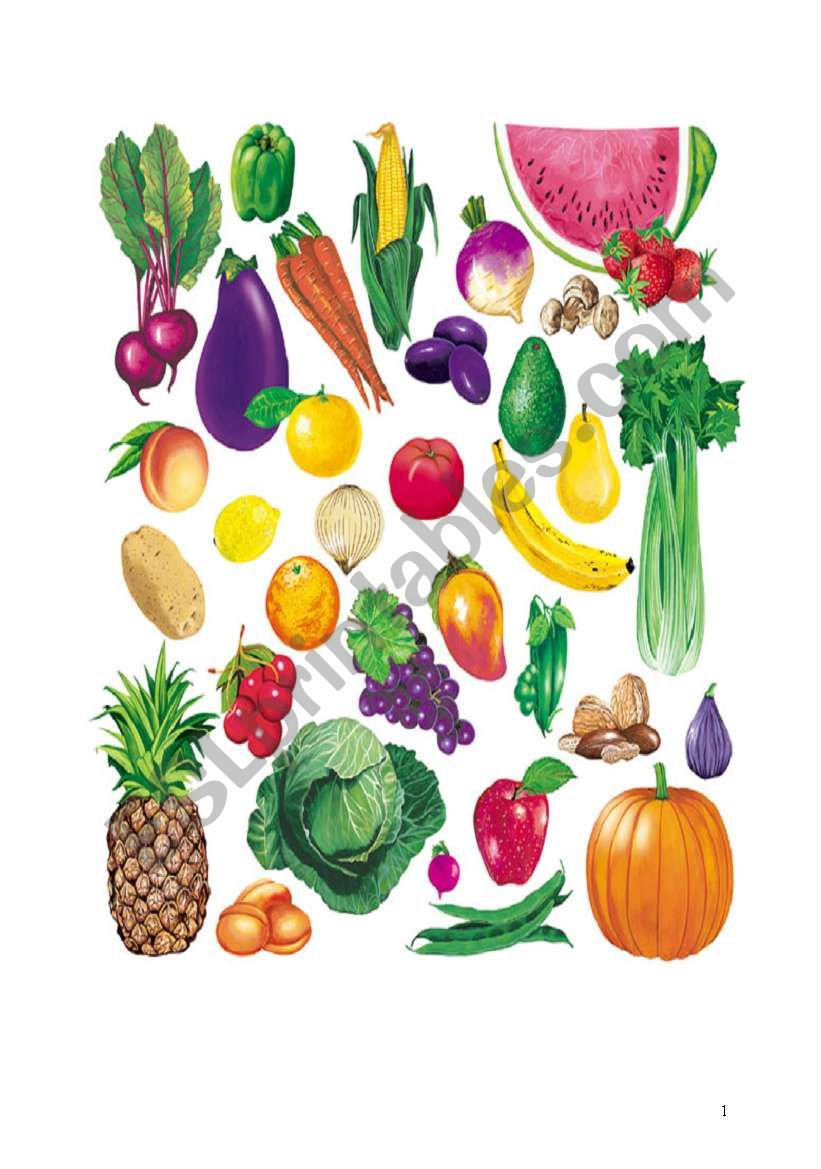 FRUITS AND VEGETABLES ;) worksheet