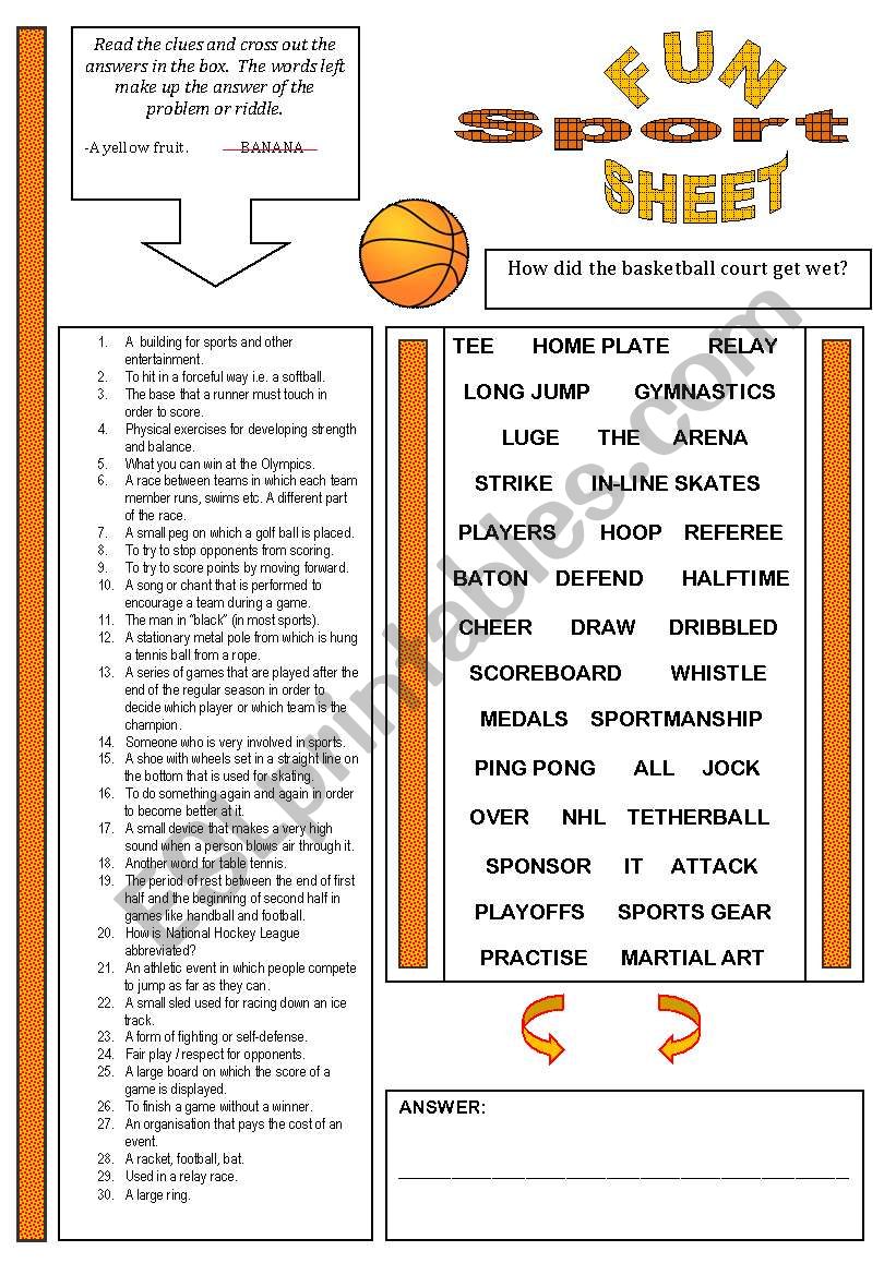 Fun Sheet Theme: Sport worksheet