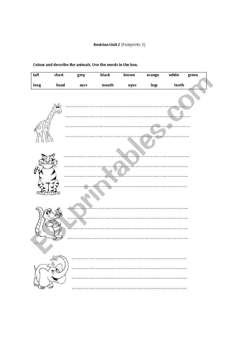 Describing animals worksheet