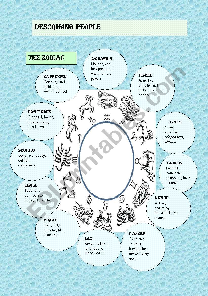  the zodiac worksheet