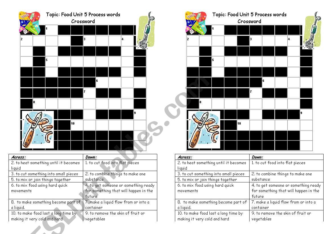 Crossword Cooking process words