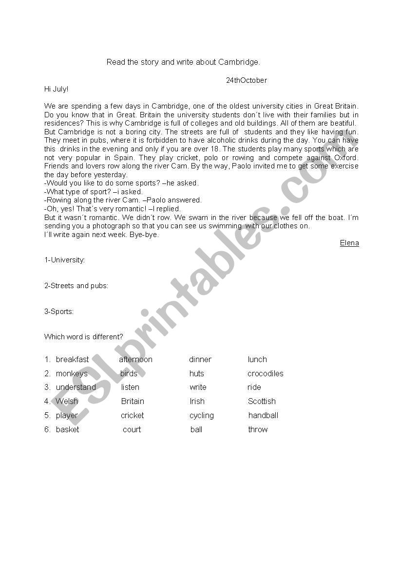 read and complete worksheet