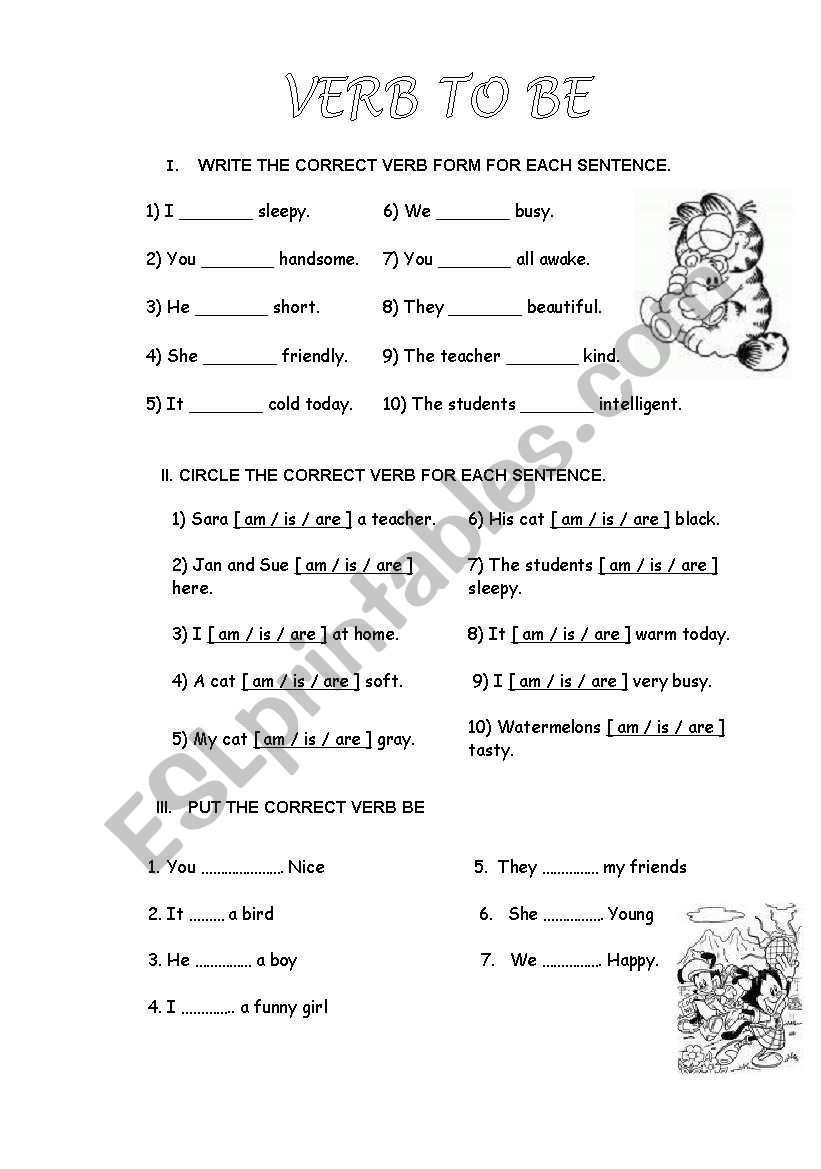 verb be worksheet
