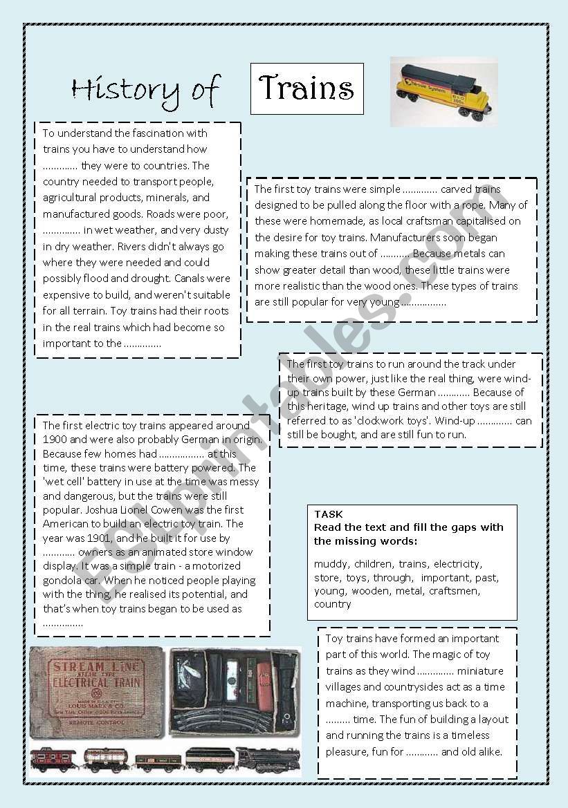 History of Trains worksheet