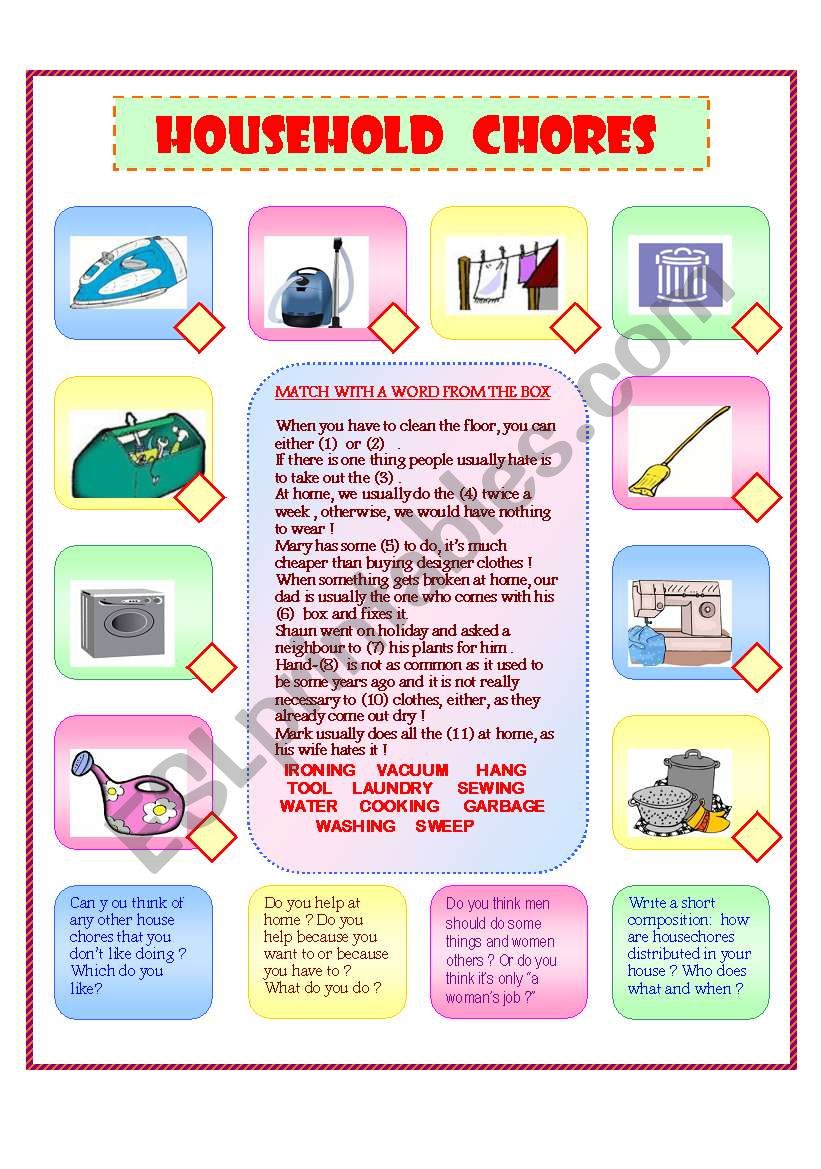 Household chores worksheet