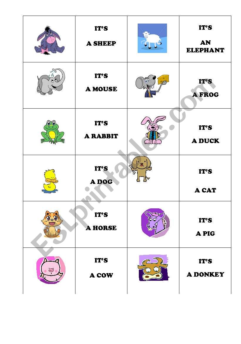 Animals Domino Game worksheet