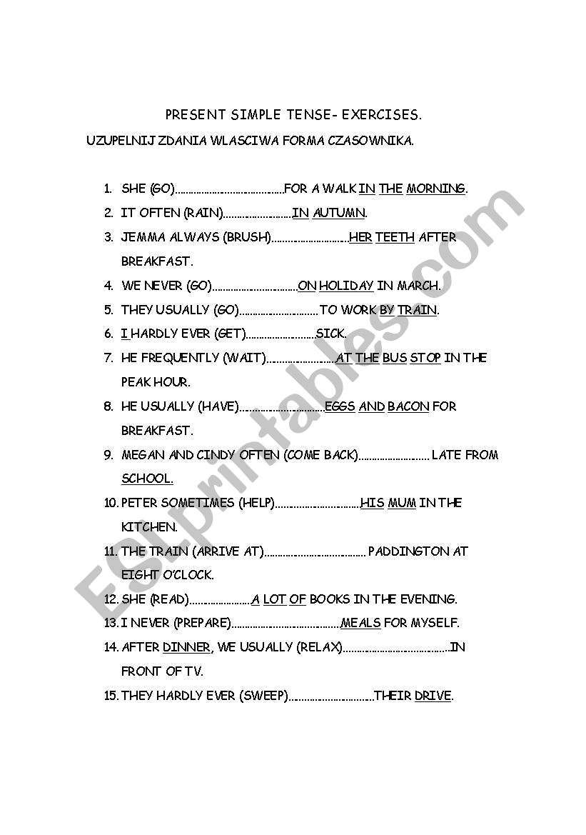 present simple exercises worksheet