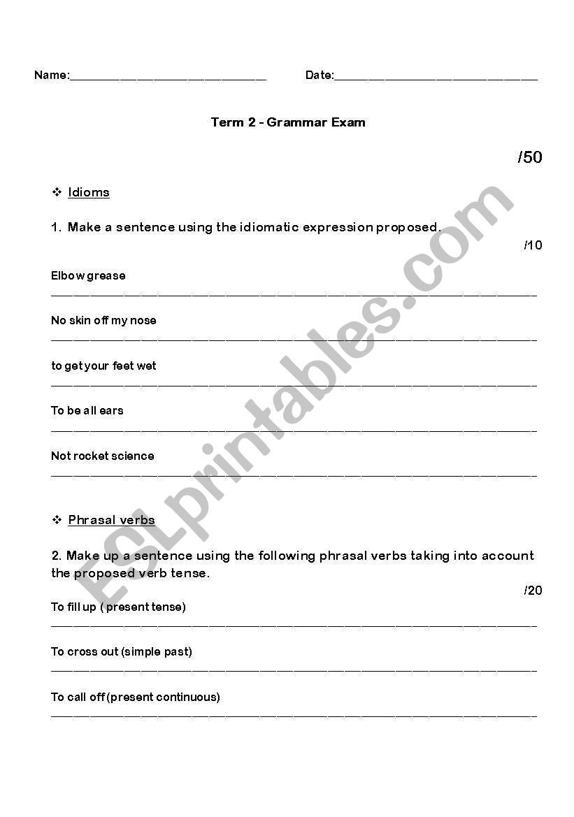 Grammar evaluation 1 for secondary 4 students 