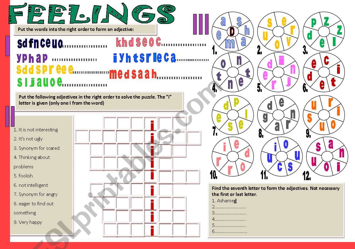 GAMES- Feelings worksheet