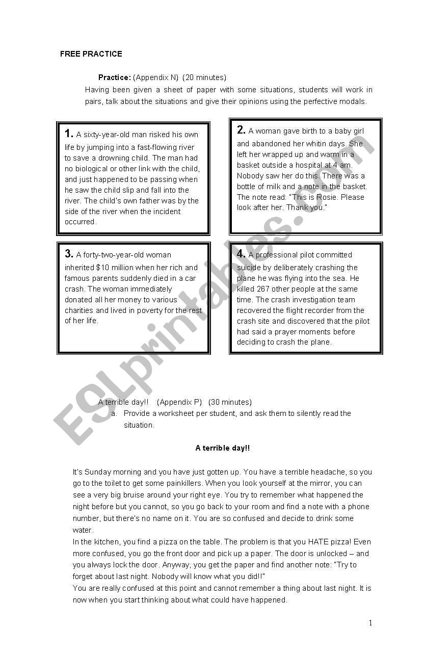 LESSON ON PAST MODALS PART 3 worksheet