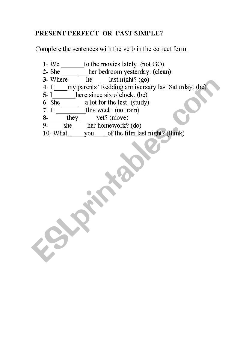 present  perfect or simple past