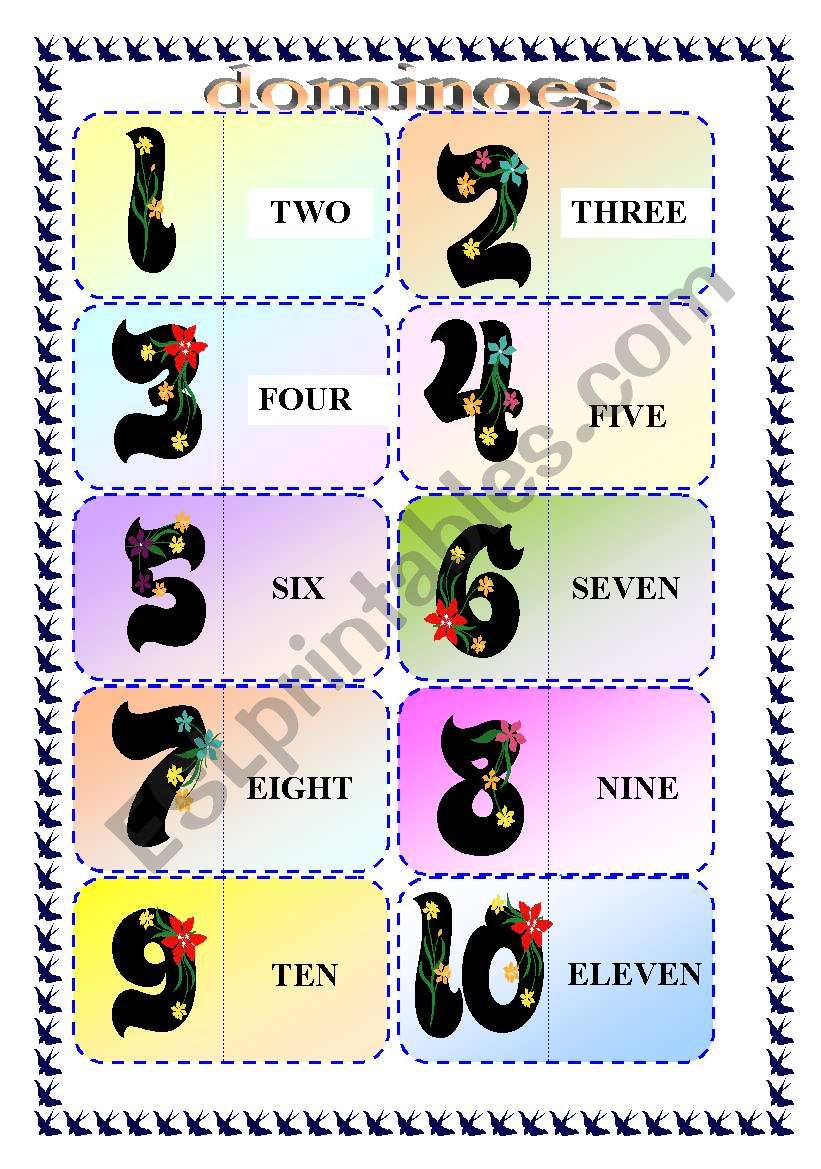 Numbers 1-20 Domino worksheet