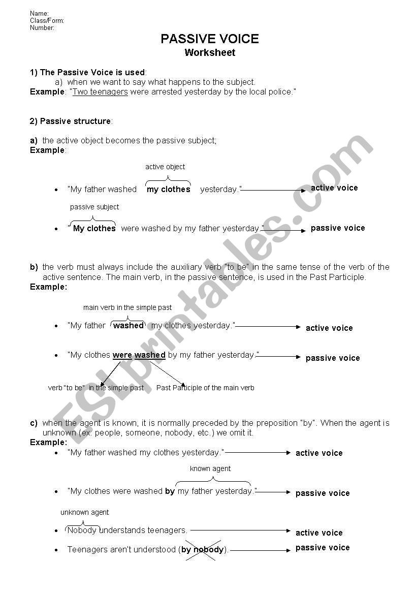 Passive voice  worksheet