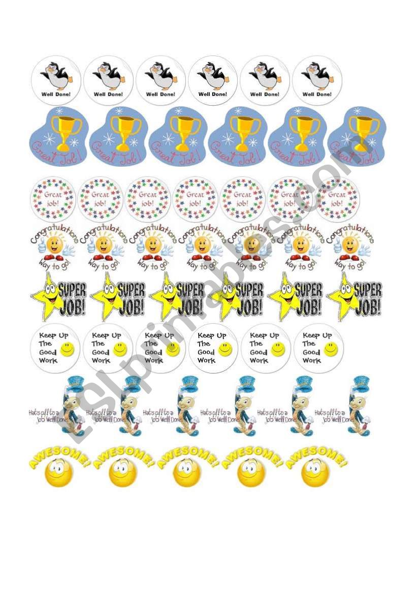 stickers worksheet