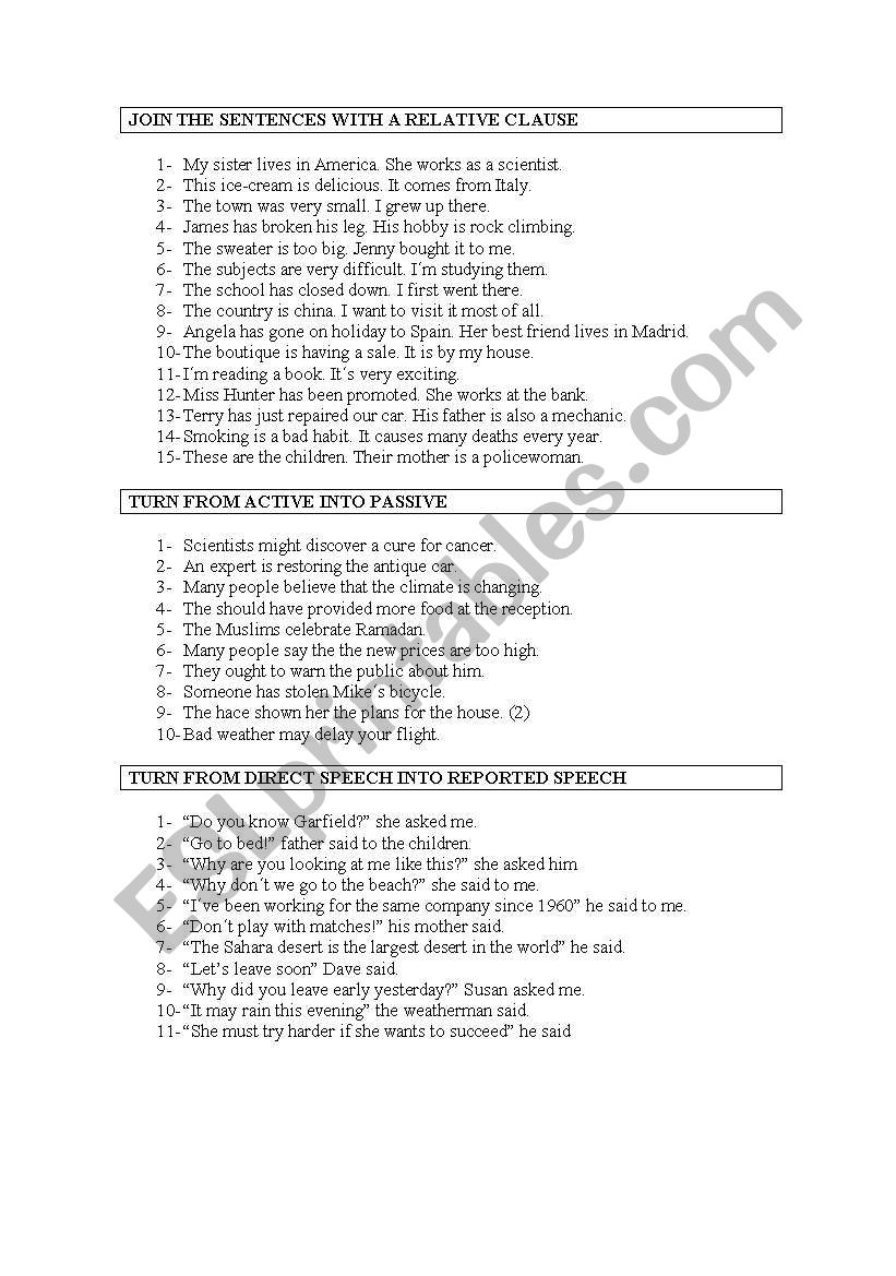 revision exercise 2 worksheet