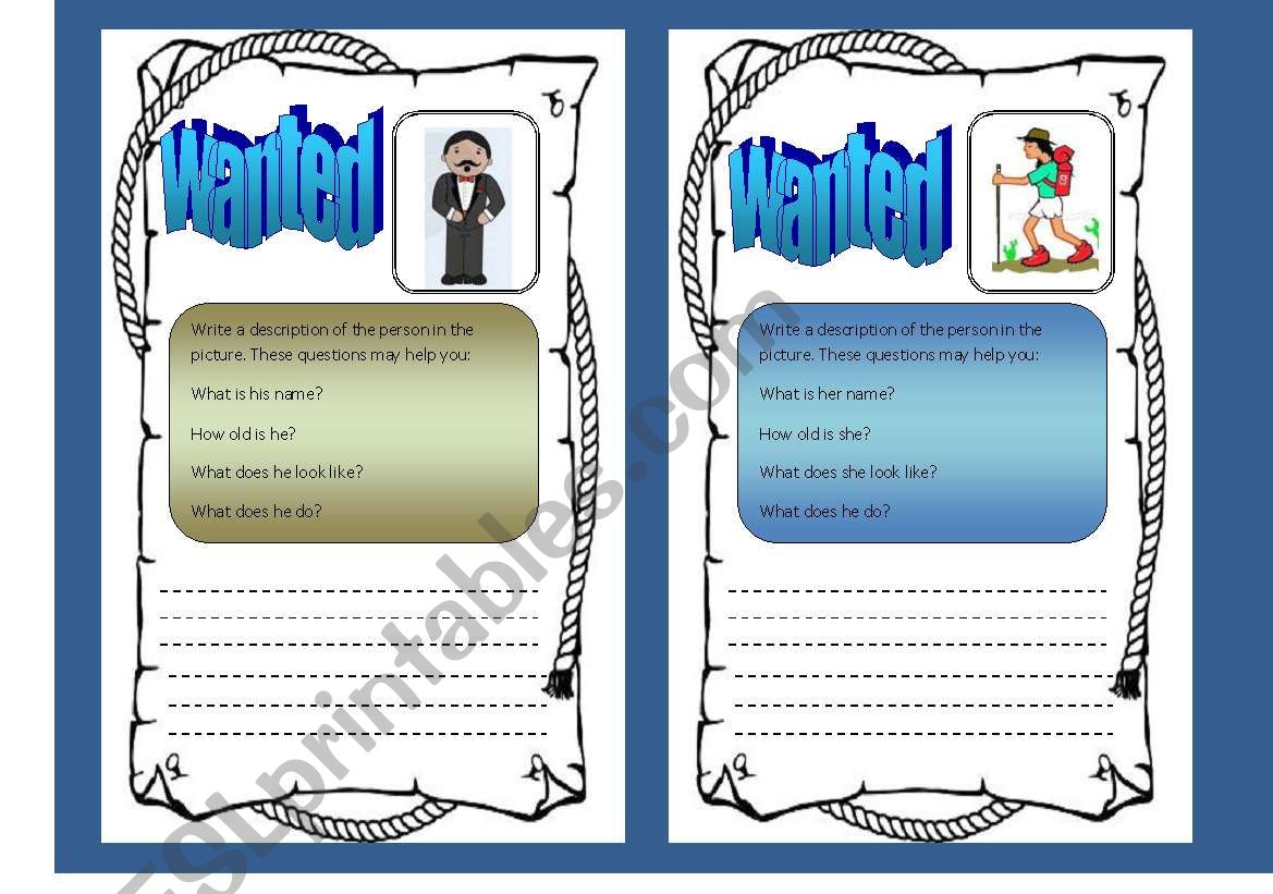 Wanted ! worksheet