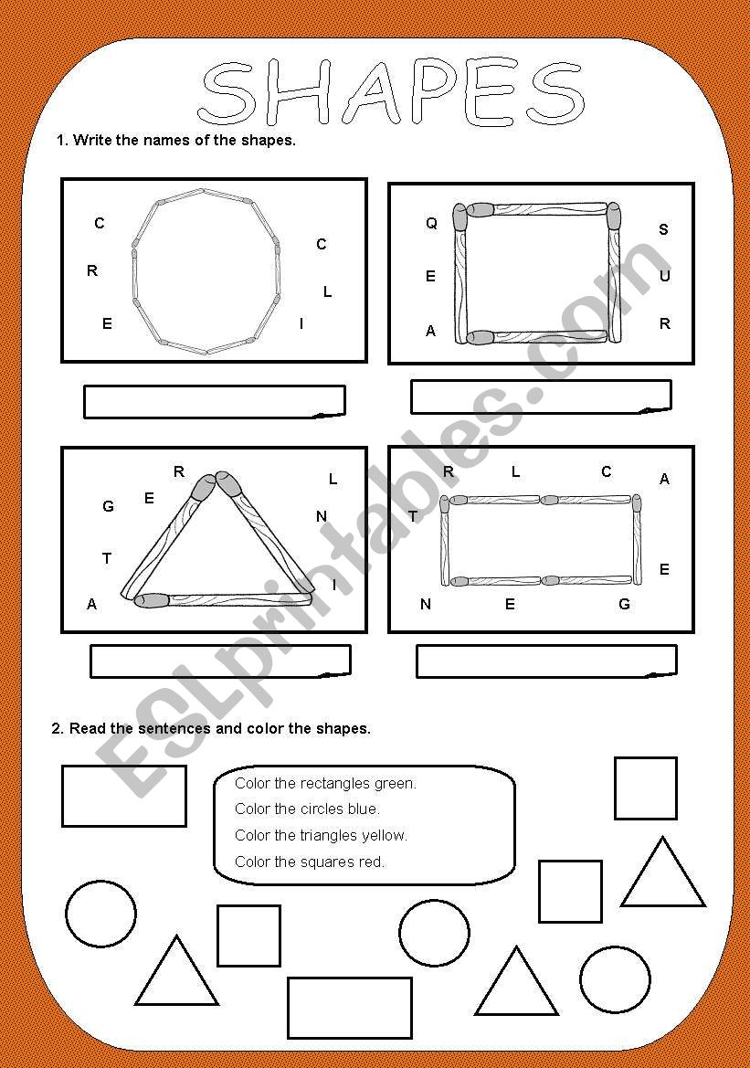 SHAPES worksheet