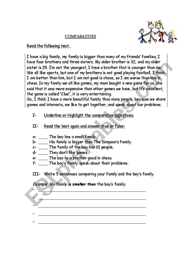 Comparatives worksheet