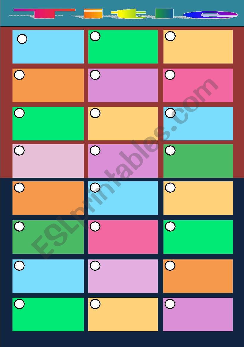 Colour boxes matching  worksheet