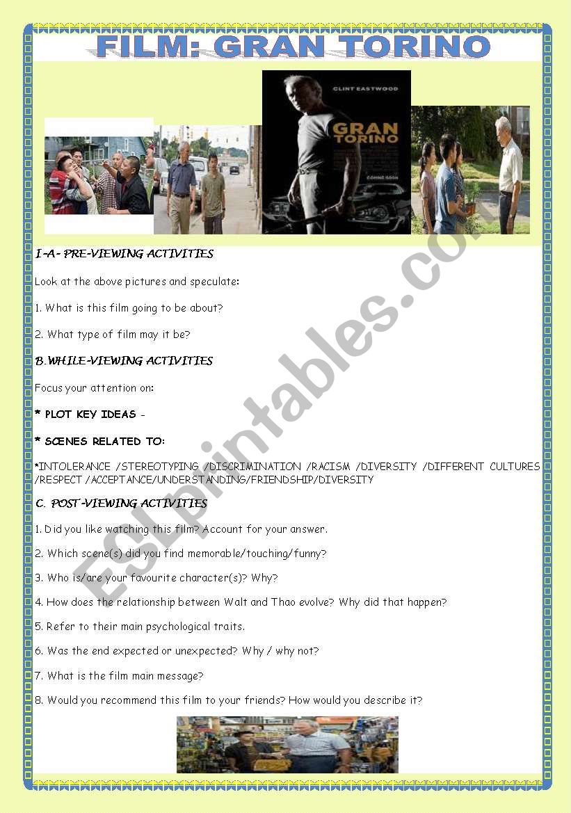 MOVIE : GRAN TORINO worksheet