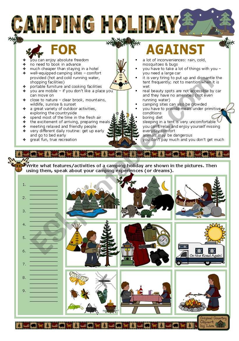 CAMPING HOLIDAY worksheet