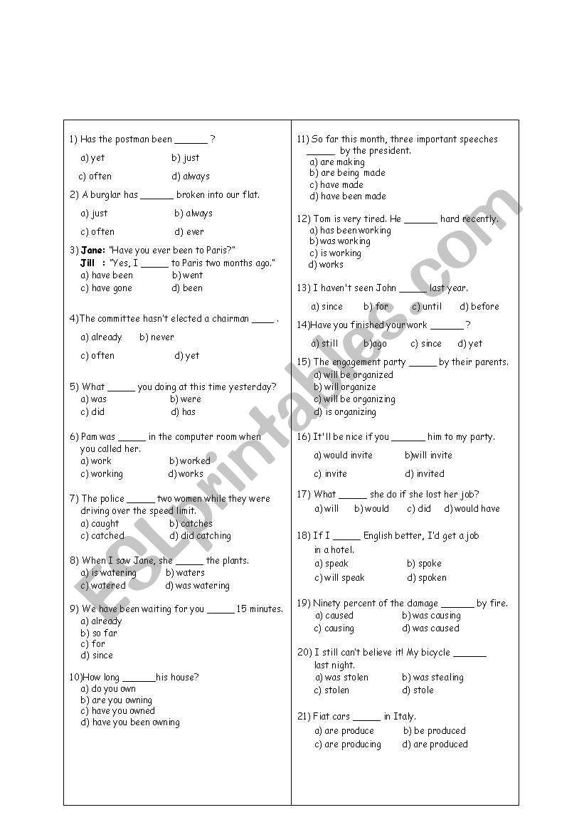 2nd term 3rd exam TEST worksheet