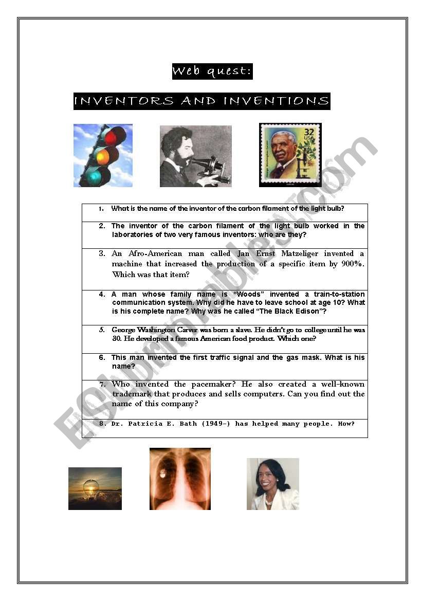 WEB QUEST: AMERICAN INVENTIONS AND INVENTORS
