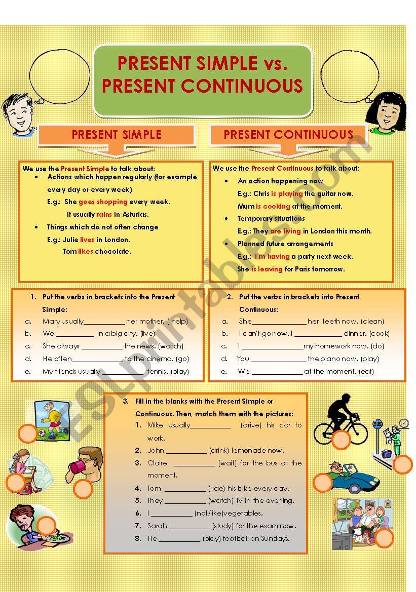 Present Simple- Present Continuous