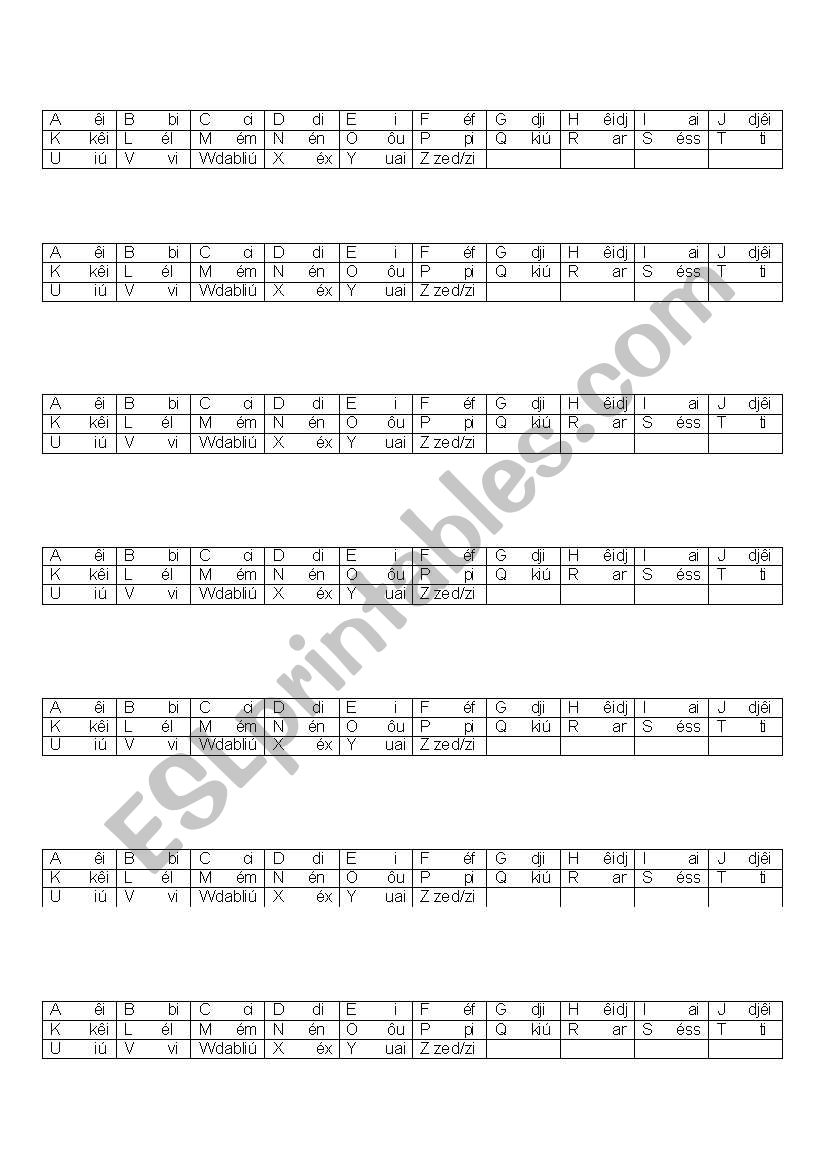 alphabet pronunciation worksheet