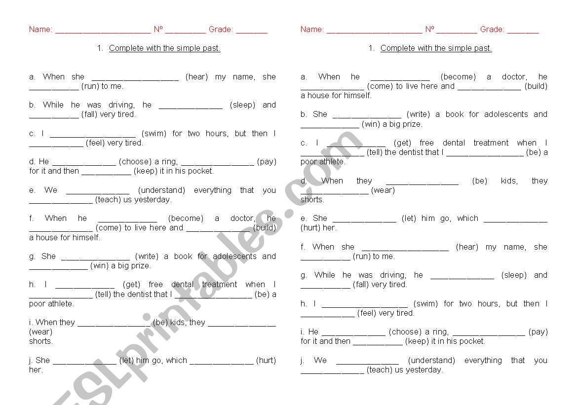 Simple Past  worksheet